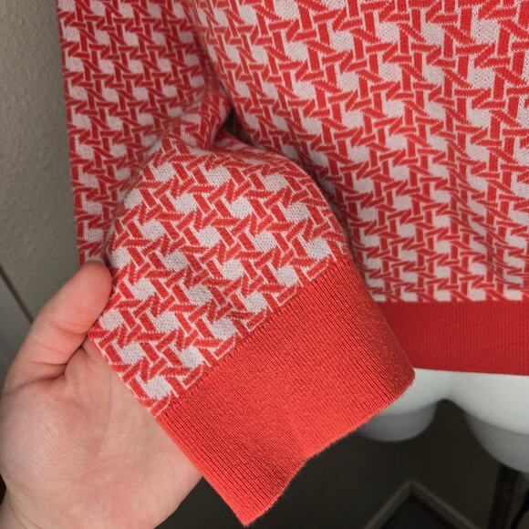 LOFT OUTLET Printed Button Up Cardigan Orange & White Size XL - Picture 4 of 14